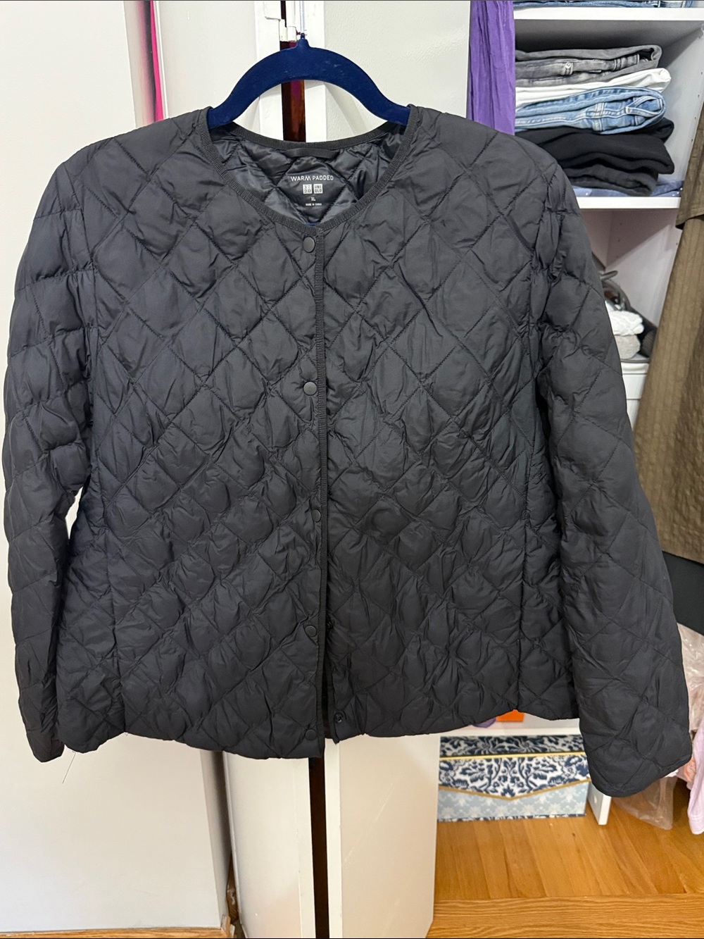 Uniqlo Black Quilted Snap-Front Puffer Jacket XL